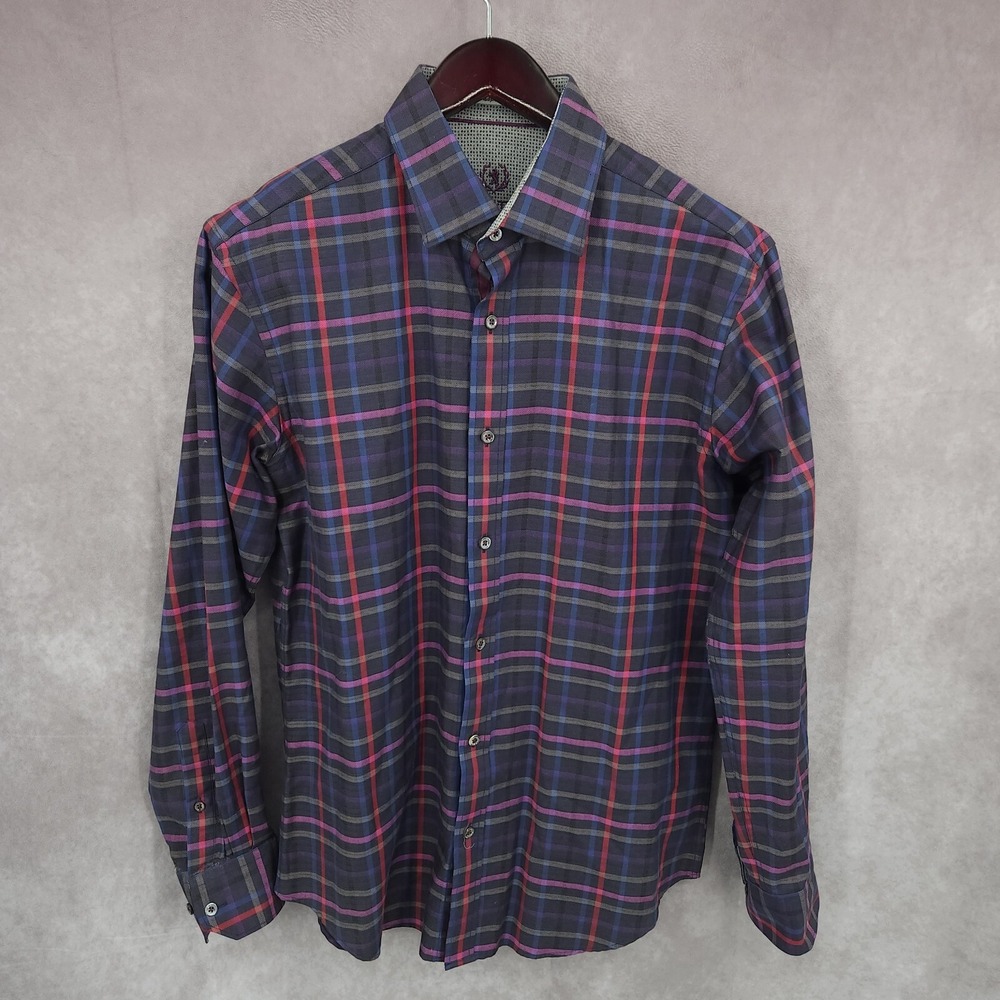 Bugatchi Uomo Shirt‎ Mens Large  Shaped Fit Button Up Long Sleeve Cotton